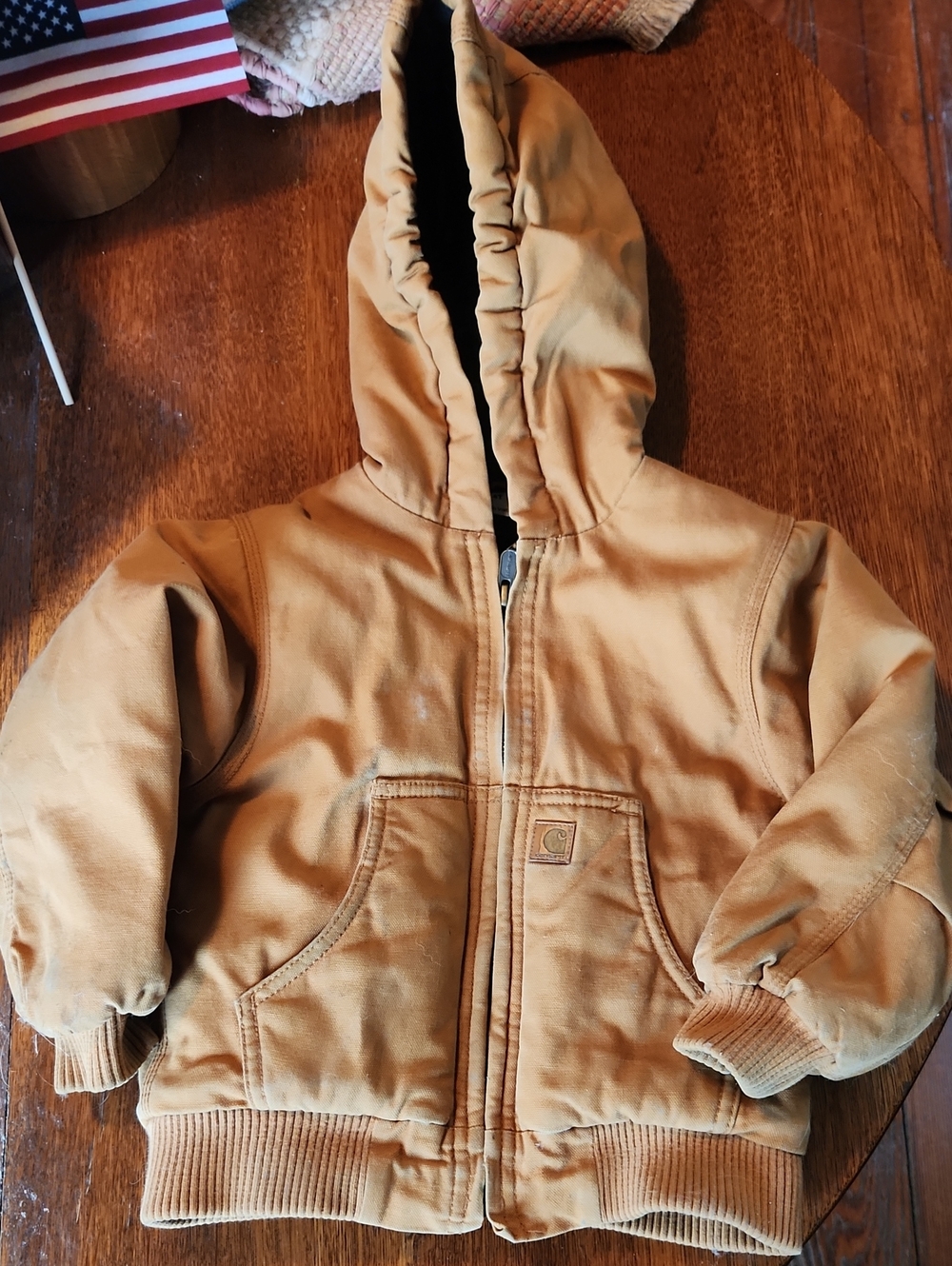 Carhartt Kids' Tan Hooded Zip-Up Jacket